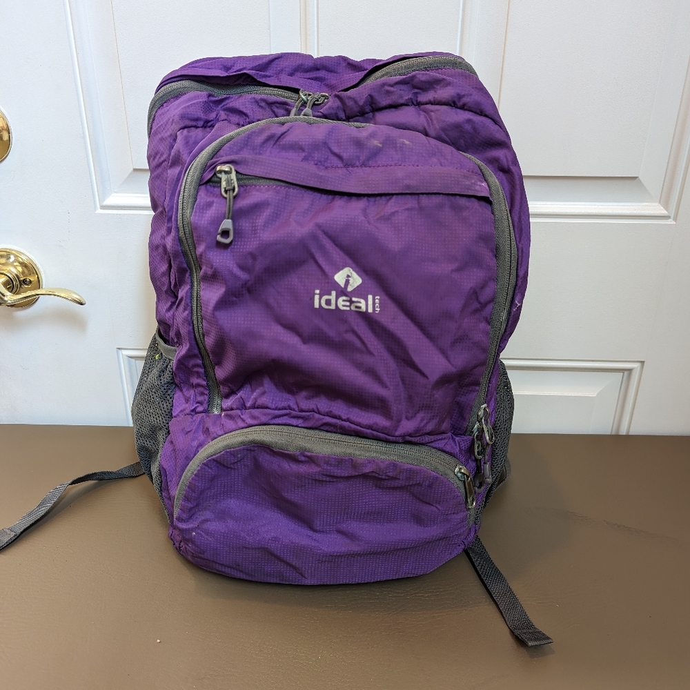 Ideal Tech Backpack Purple Multiple Pockets - image 8